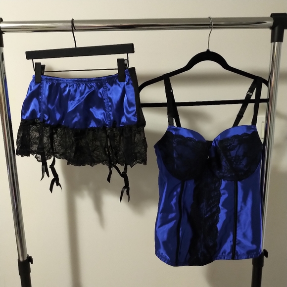 Cacique Satin & Lace Bustier / Corset & Garter Skirt Set Sz 18/20 - Picture 4 of 16